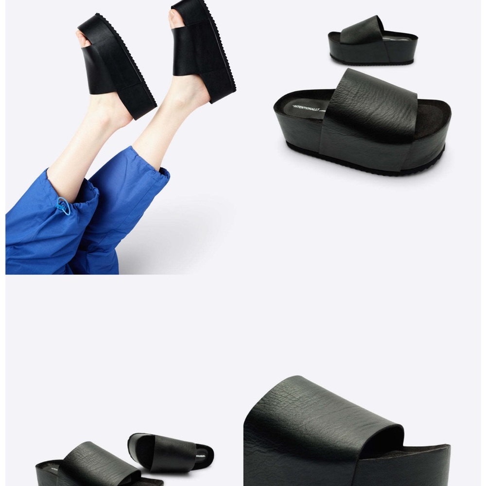Intentionally Blank Black Platform Slide Sandal “Brenda Flatform”